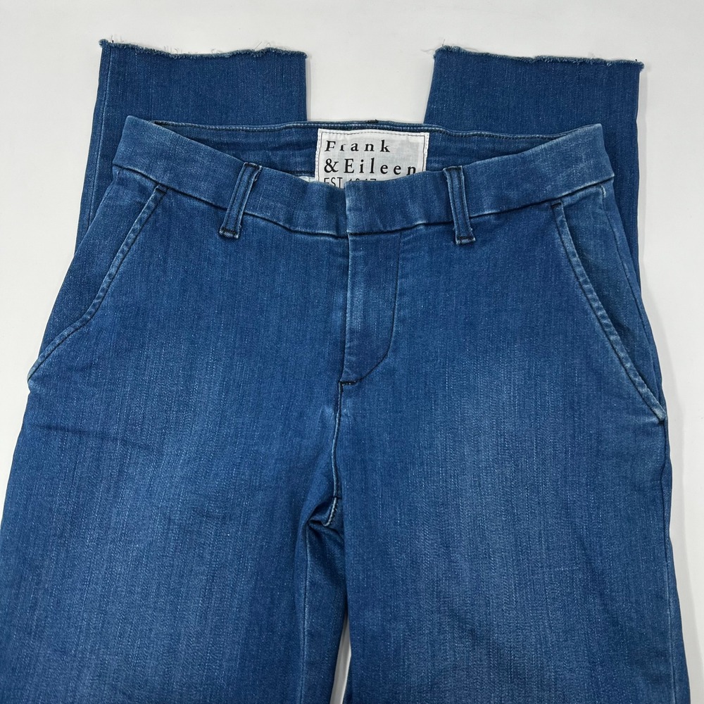 Frank & Eileen Wicklow Italian Denim Blue Jeans Womens Size 2 Raw Hem USA Made